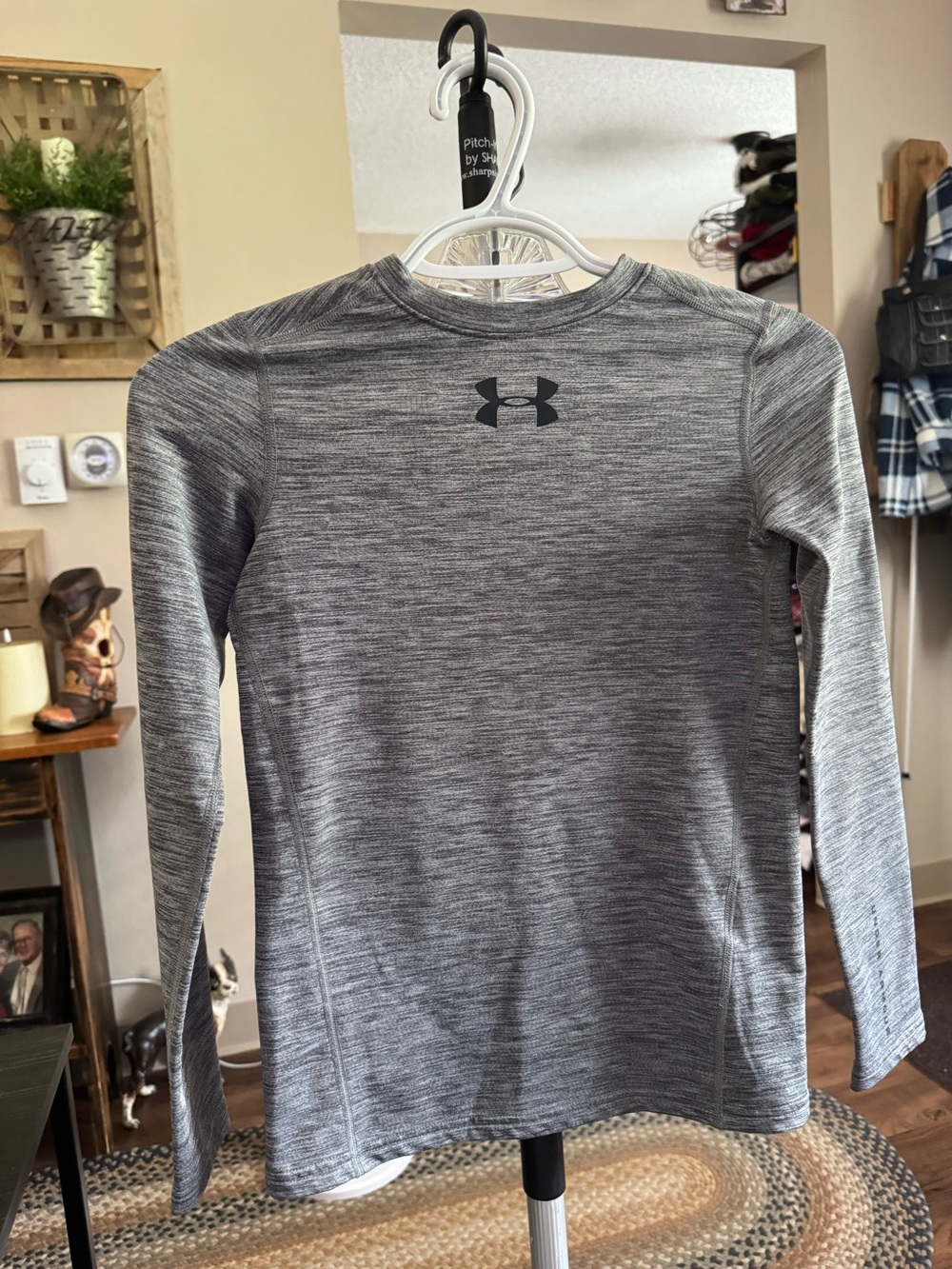 Under Armour Heather Gray Performance Long Sleeve Top Boys